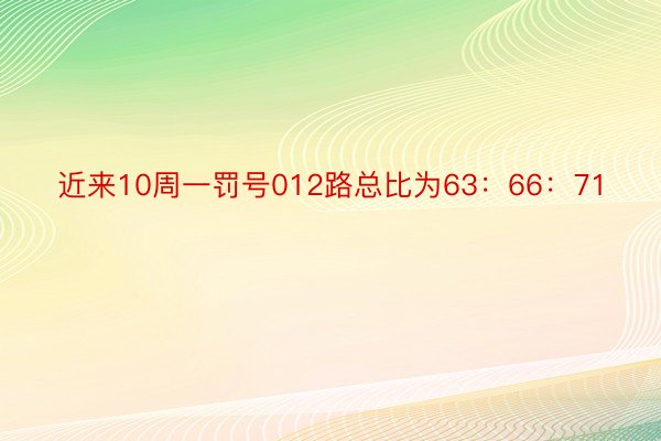 近来10周一罚号012路总比为63：66：71